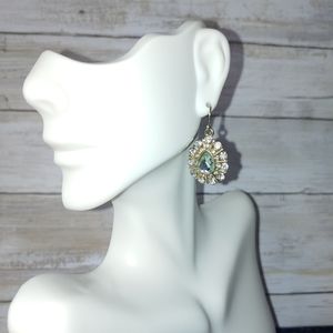 Turquoise and Crystal Drop Earrings
